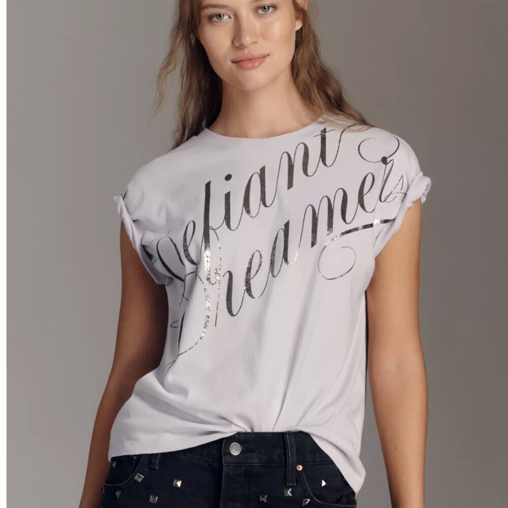 NWT By Anthropologie Foil Graphic Muscle Tee